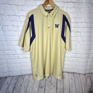 Nike Polo Shirt Mens University of Washington Huskies  Dri Fit Purple Tan